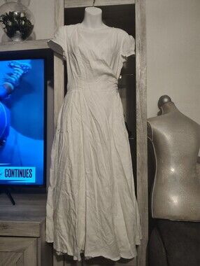 Polo Ralph Lauren Linen White Wrap-Style Midi Dress SZ 6 New No Tags